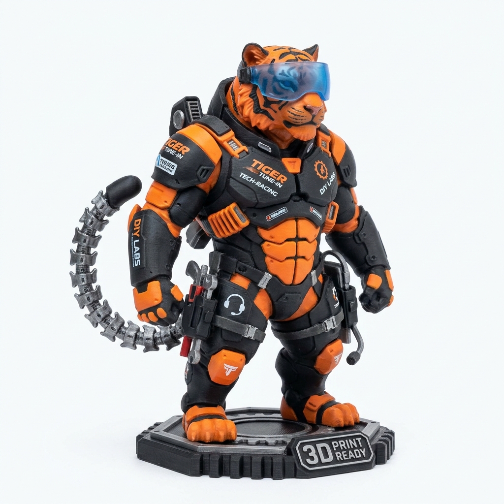 Illustration conceptuelle de la mascotte tigre TigerTuneIn